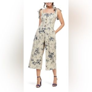 Gal Meets Glam Collection Magnolia Smocked Back Linen Blend Jumpsuit